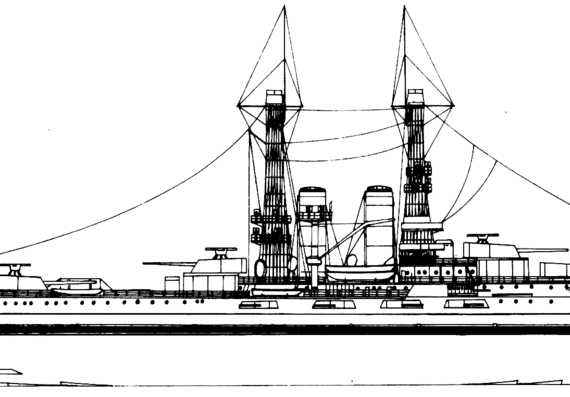Боевой корабль USS BB-30 Florida 1911 [Battleship] - чертежи, габариты, рисунки